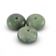 Natural stone bead Marble and Serpentine rondelle 5x8mm Grove Green